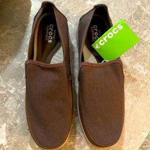 Triple comfort Men’s Crocs slip on shoes.